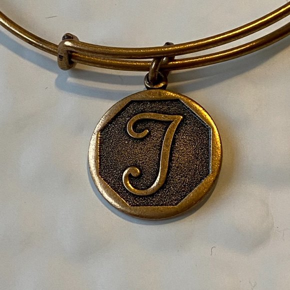 Alex and Ani Gold  "J" Expandable Bangle Bracelet - Picture 3 of 6